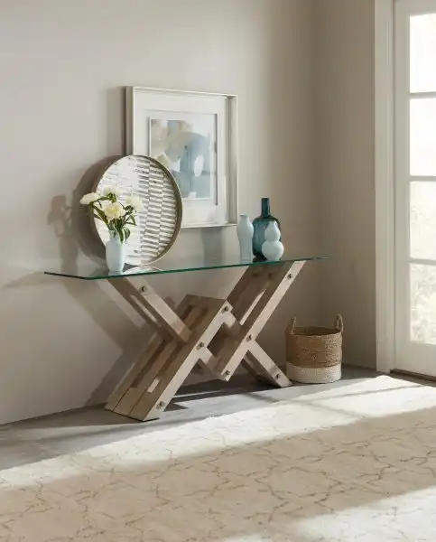 Affinity Glass Top Accent Console Table