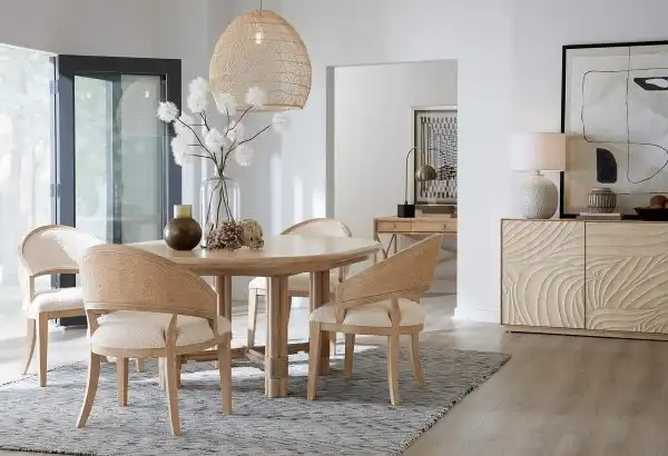 Retreat Pole Rattan Dining Table with Leaf