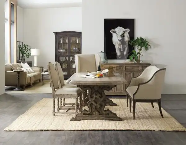 Le Vieux Double Pedestal Table w/ Two 18" Leaves