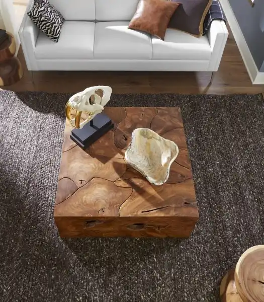 Teak Slice Square Coffee Table