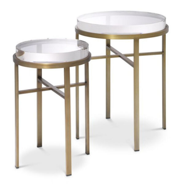 Hoxton Side Tables, Set of 2 - Brushed Brass