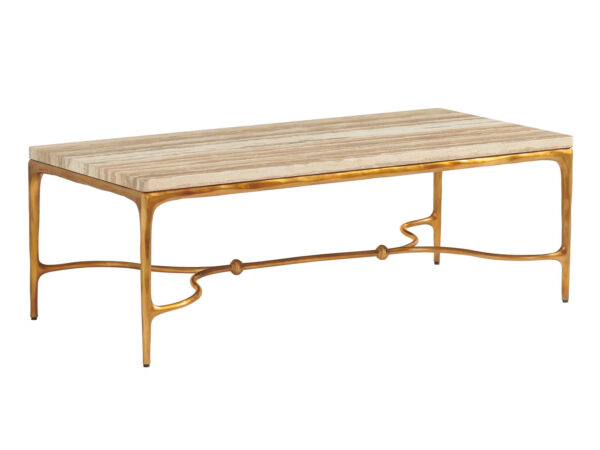 Menlo Park Rectangular Cocktail Table with Stone Top