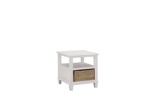 Cane Bay End Table with Rattan Basket