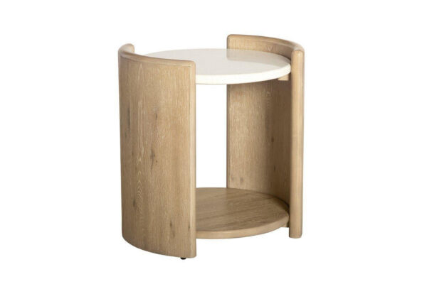 Melia Round End Table with Marble Top