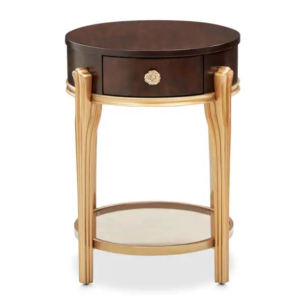 Camellia Field Round End Table w/ Drawer