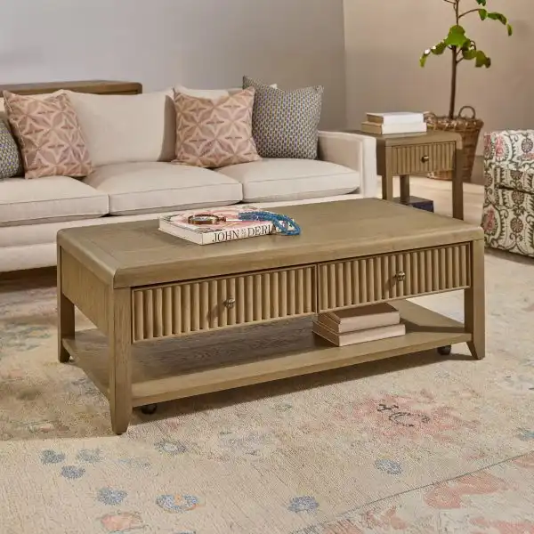 Reed Rectangle Coffee Table with Casters