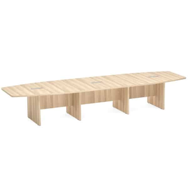 Expandable Boat Shaped Conference Table with Slab Base